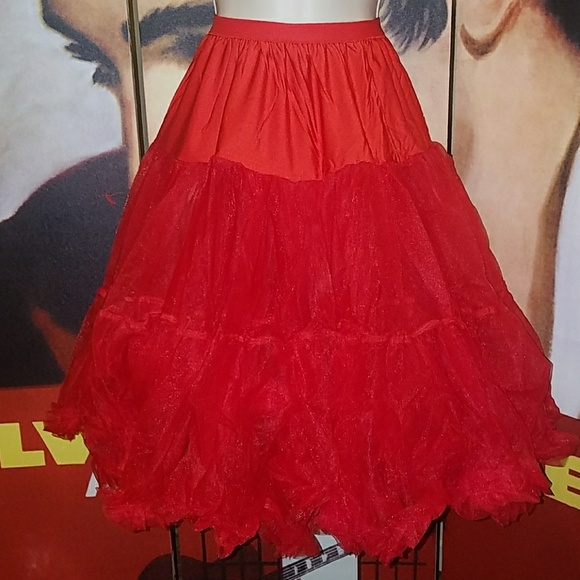 Tatyana Retro 1950s Red Crinoline Soft 25" Long Rockabilly Petticoat Swing Skirt - Picture 3 of 6